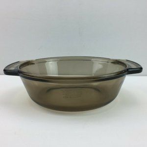 Anchor Ovenware Casserole 8.25in Diameter 1.5QT Brown Amber Glassware Cook Bake